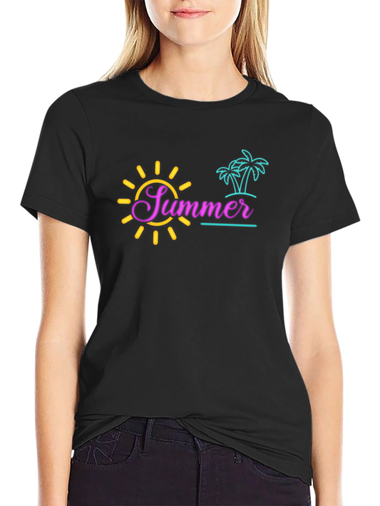 Camiseta Negra Estampada Verano