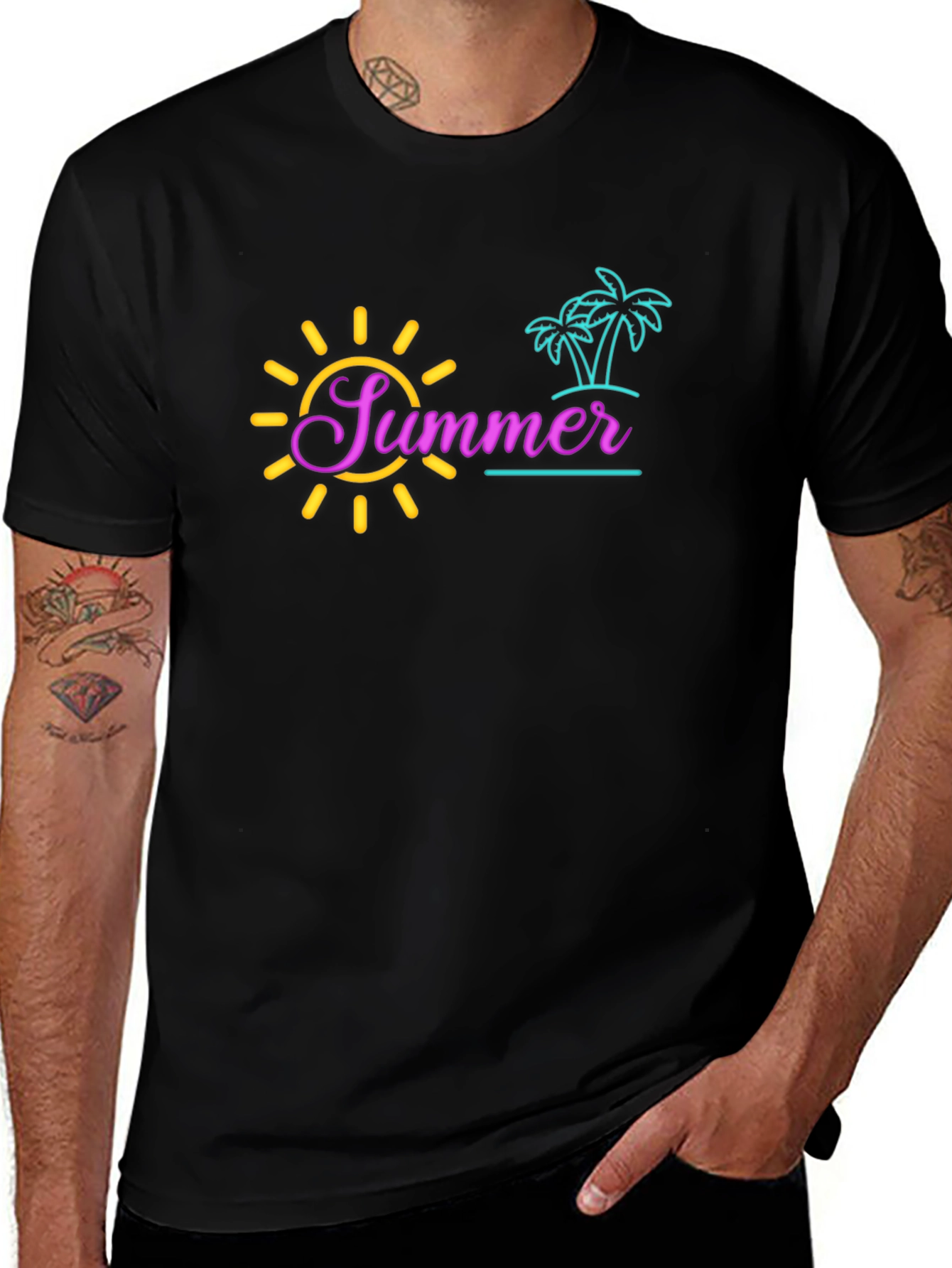 Camiseta Negra Estampada Verano