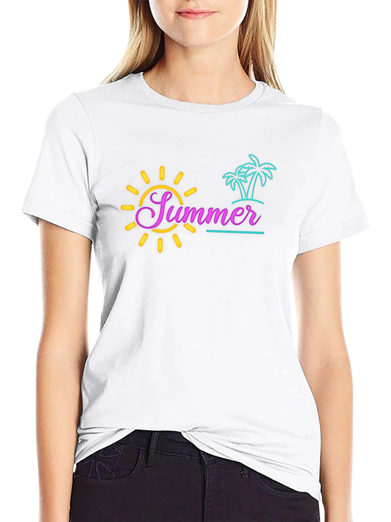 Camiseta Negra Estampada Verano