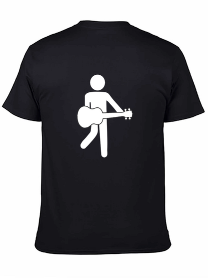 Camiseta Negra con Diseño de Músico Abstracto
