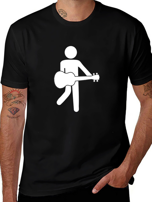 Camiseta Negra con Diseño de Músico Abstracto