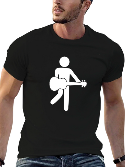 Camiseta Negra con Diseño de Músico Abstracto