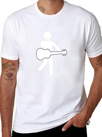 Camiseta Negra con Diseño de Músico Abstracto