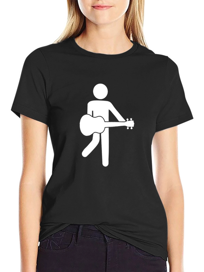 Camiseta Negra con Diseño de Músico Abstracto