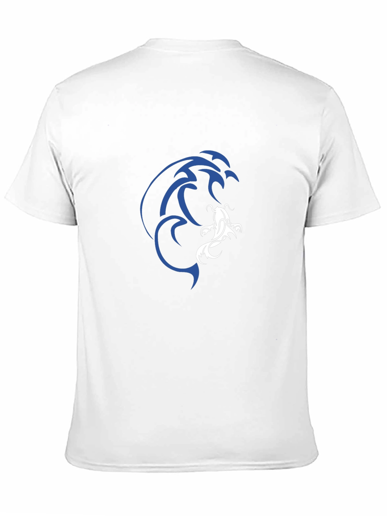 Camiseta Negra Estampado Koi Azul y Blanco