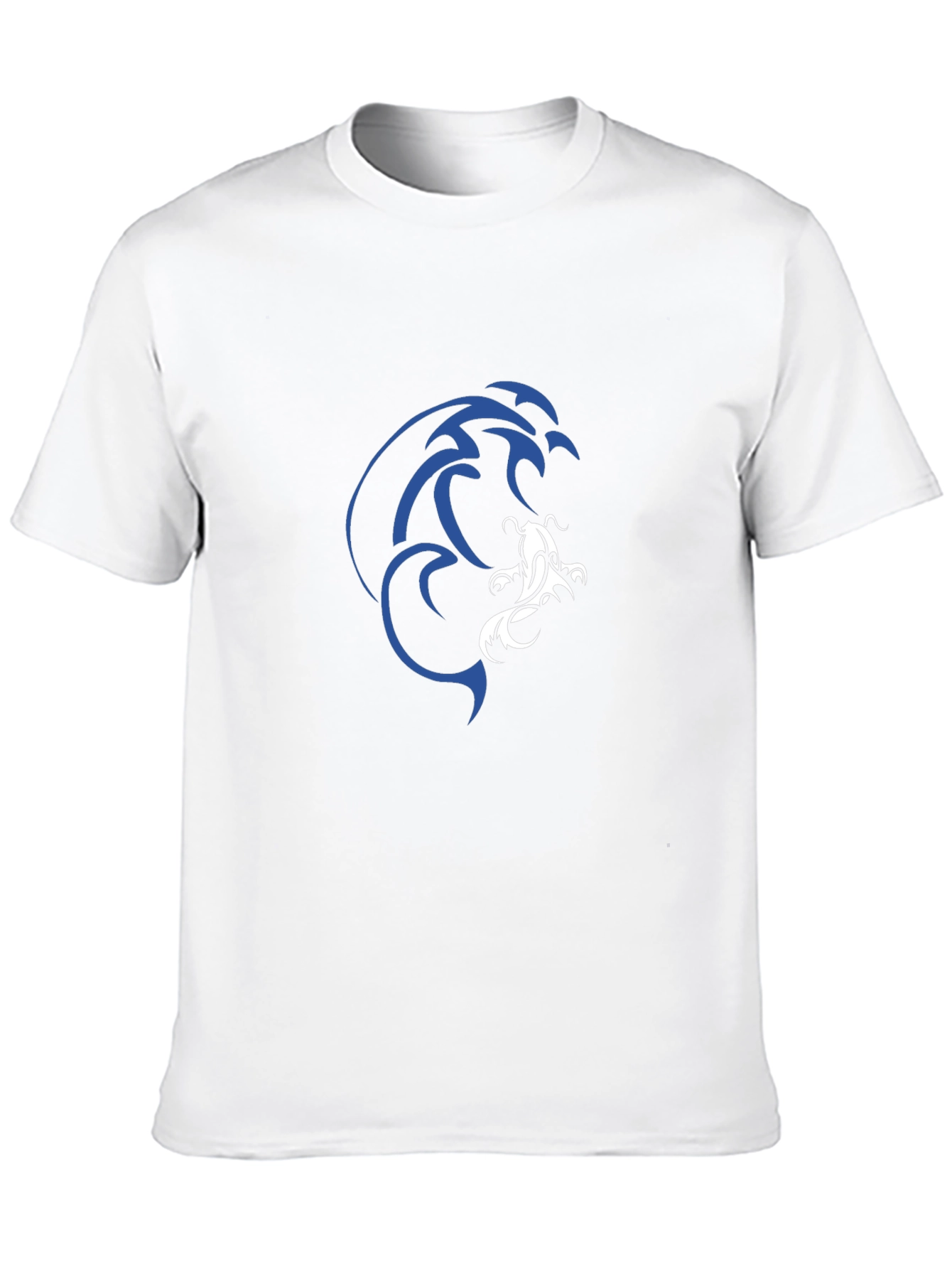 Camiseta Negra Estampado Koi Azul y Blanco