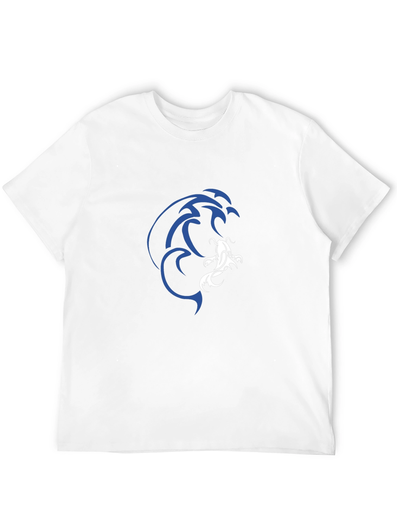 Camiseta Negra Estampado Koi Azul y Blanco