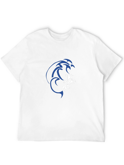 Camiseta Negra Estampado Koi Azul y Blanco