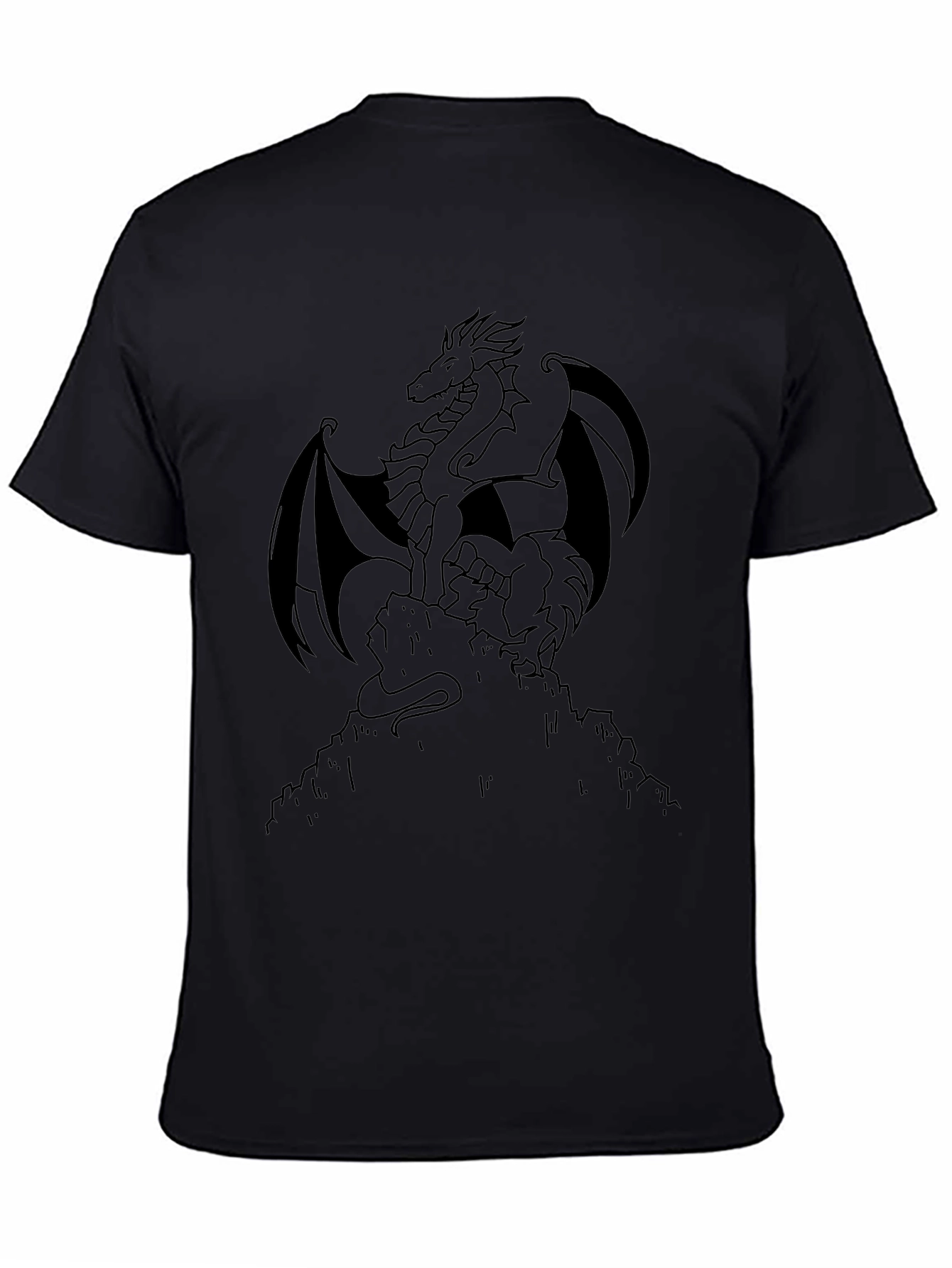Camiseta Negra Dragón Detallado