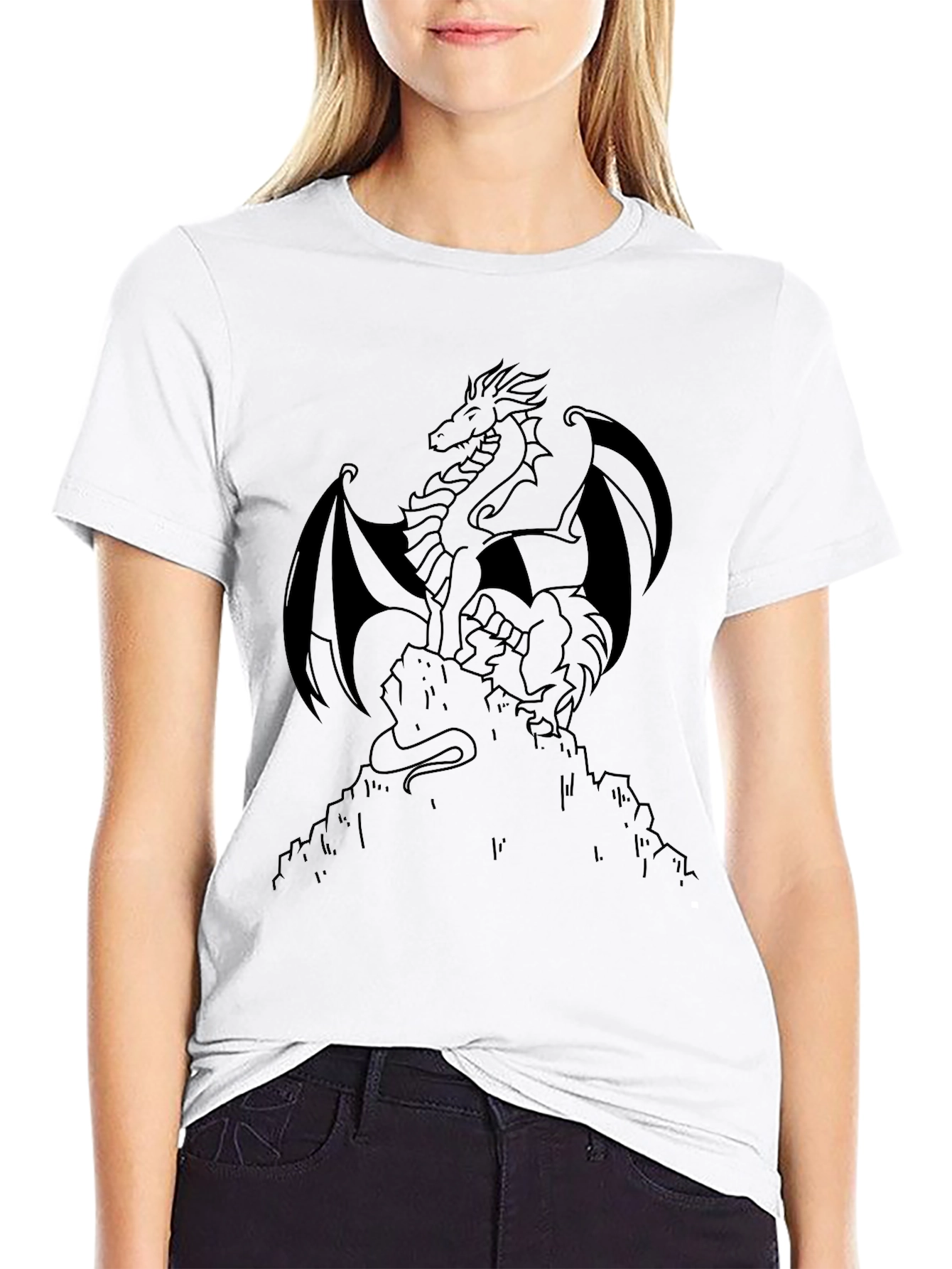 Camiseta Negra Dragón Detallado