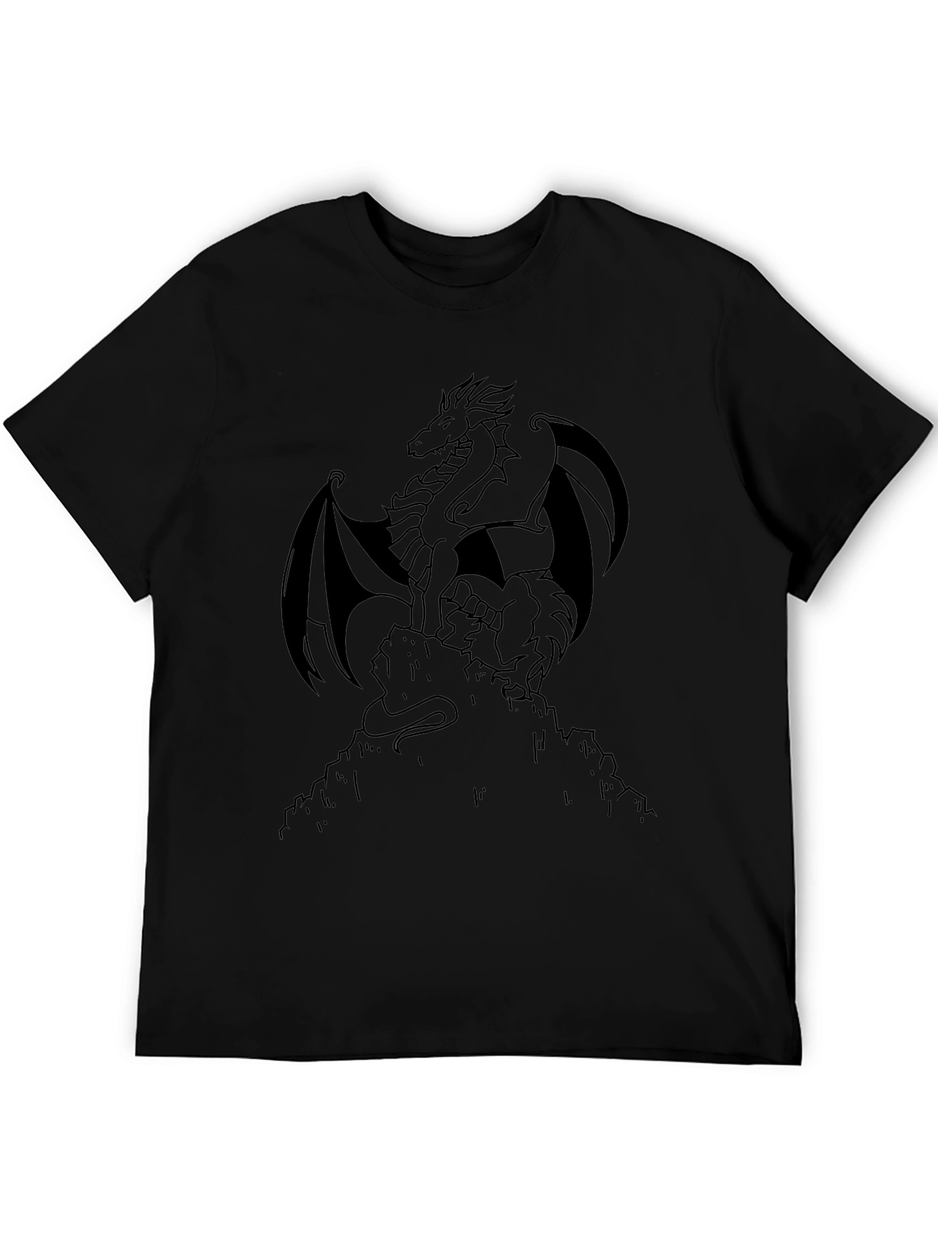 Camiseta Negra Dragón Detallado