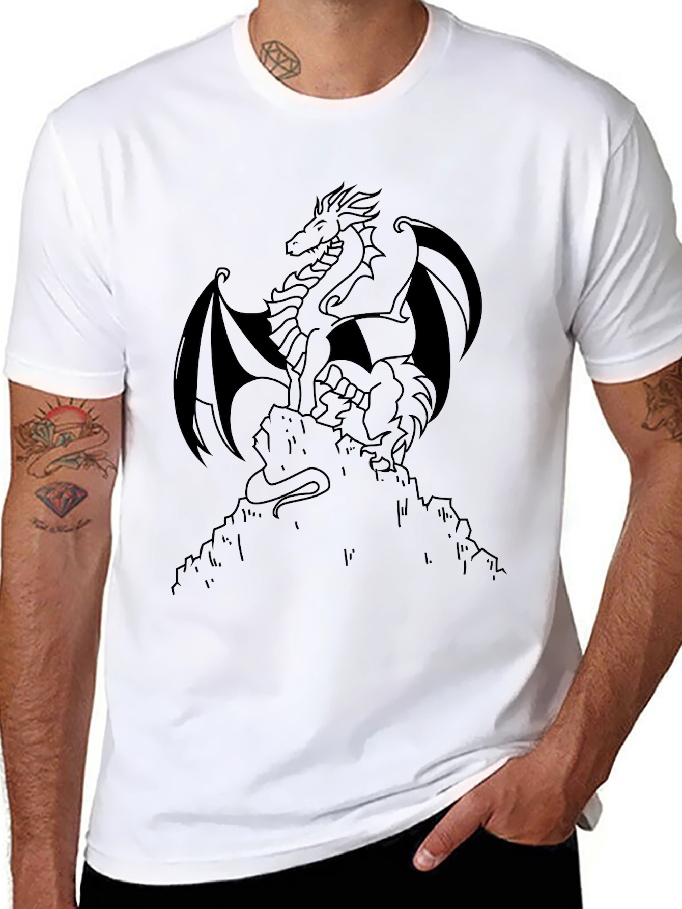 Camiseta Negra Dragón Detallado