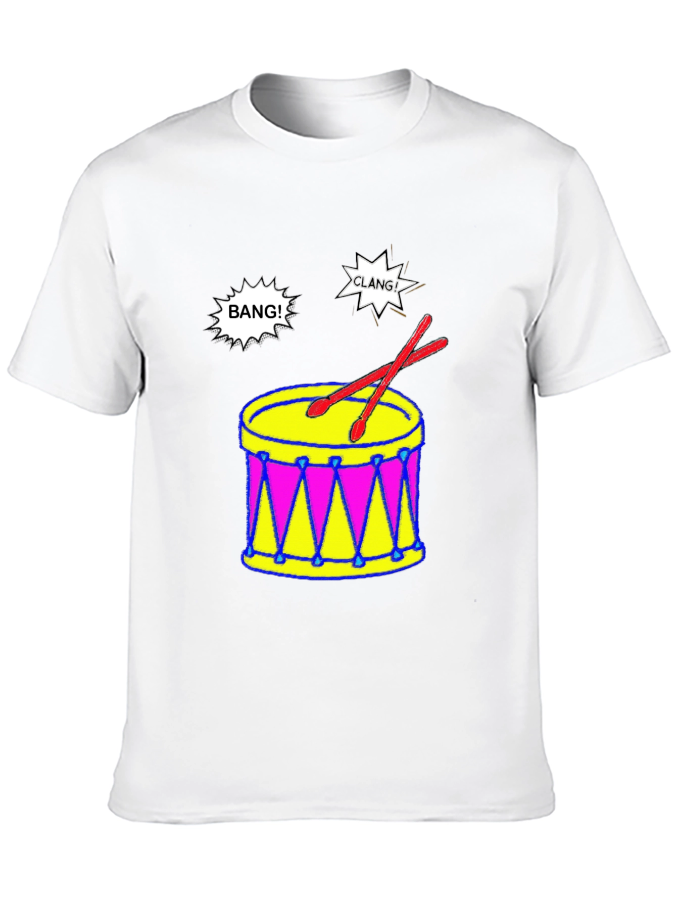 Camiseta Negra con Diseño de Batería Musical