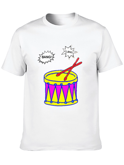 Camiseta Negra con Diseño de Batería Musical