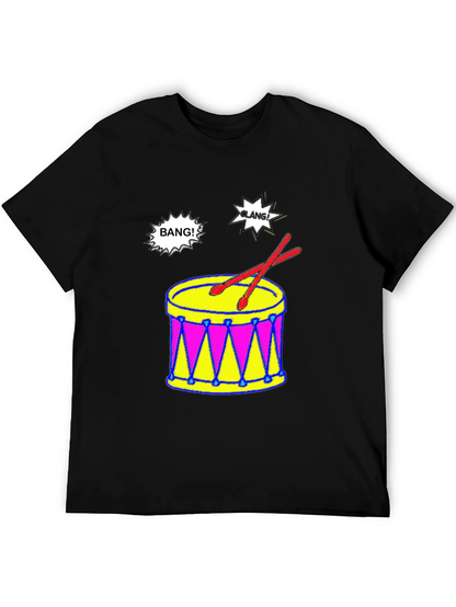 Camiseta Negra con Diseño de Batería Musical