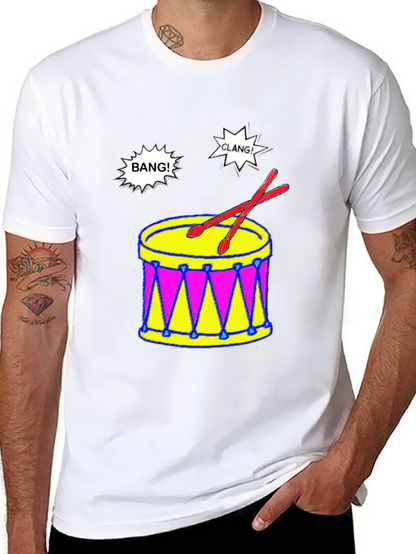 Camiseta Negra con Diseño de Batería Musical