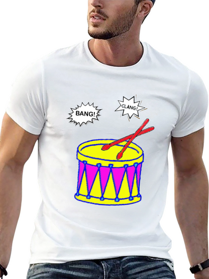 Camiseta Negra con Diseño de Batería Musical