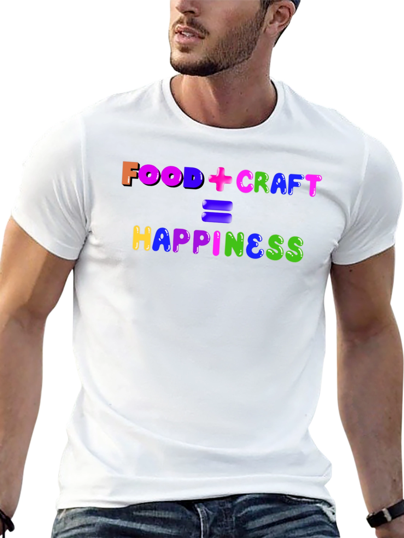 Camiseta Negra: Food + Craft = Happiness