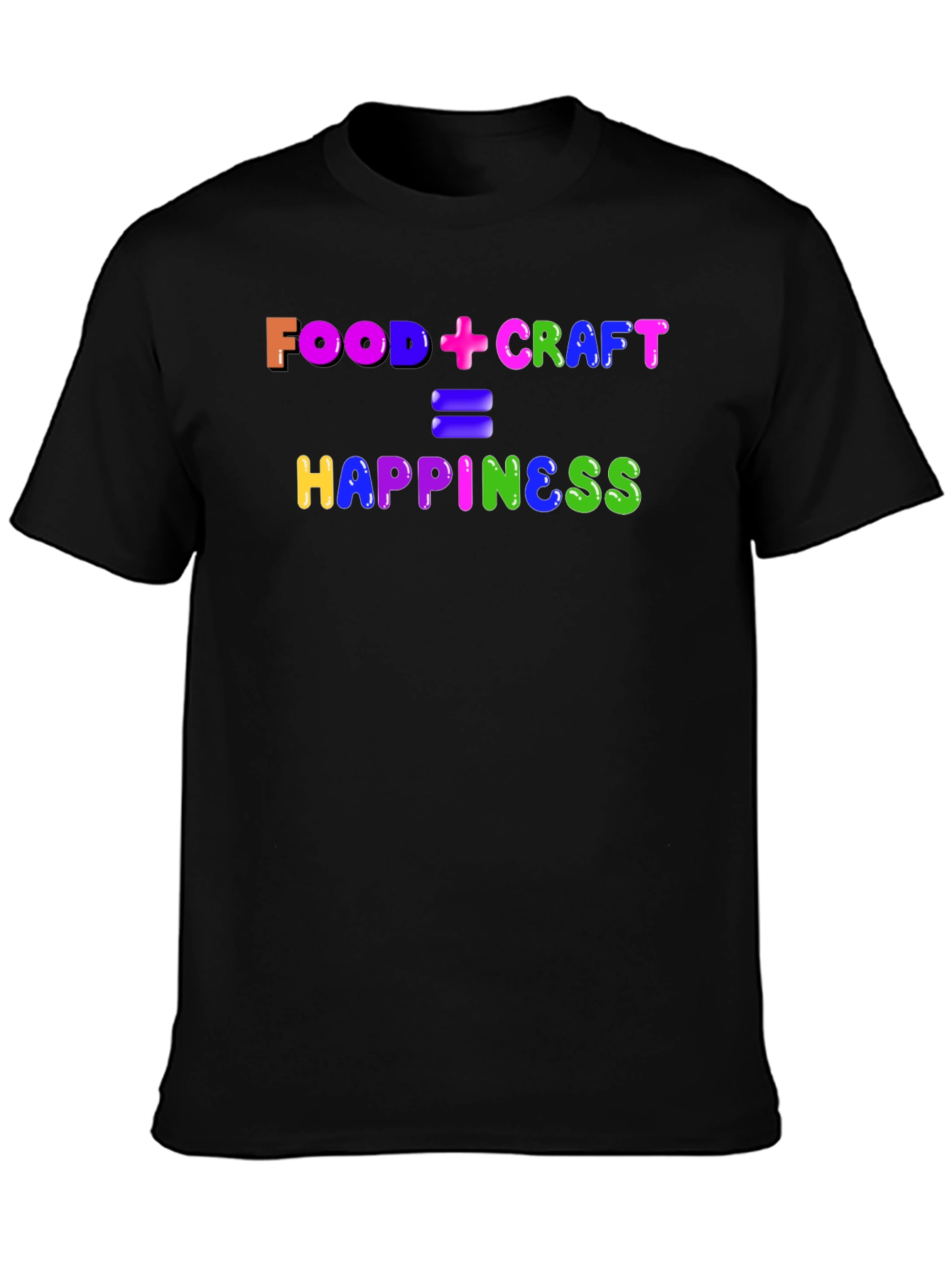 Camiseta Negra: Food + Craft = Happiness