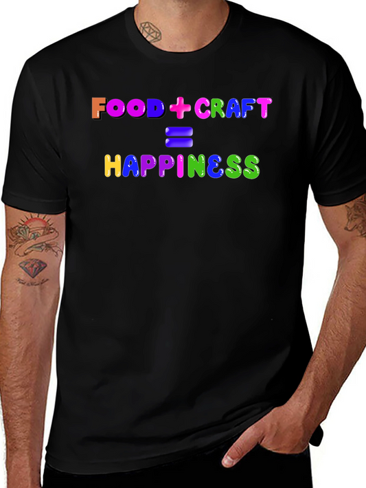 Camiseta Negra: Food + Craft = Happiness