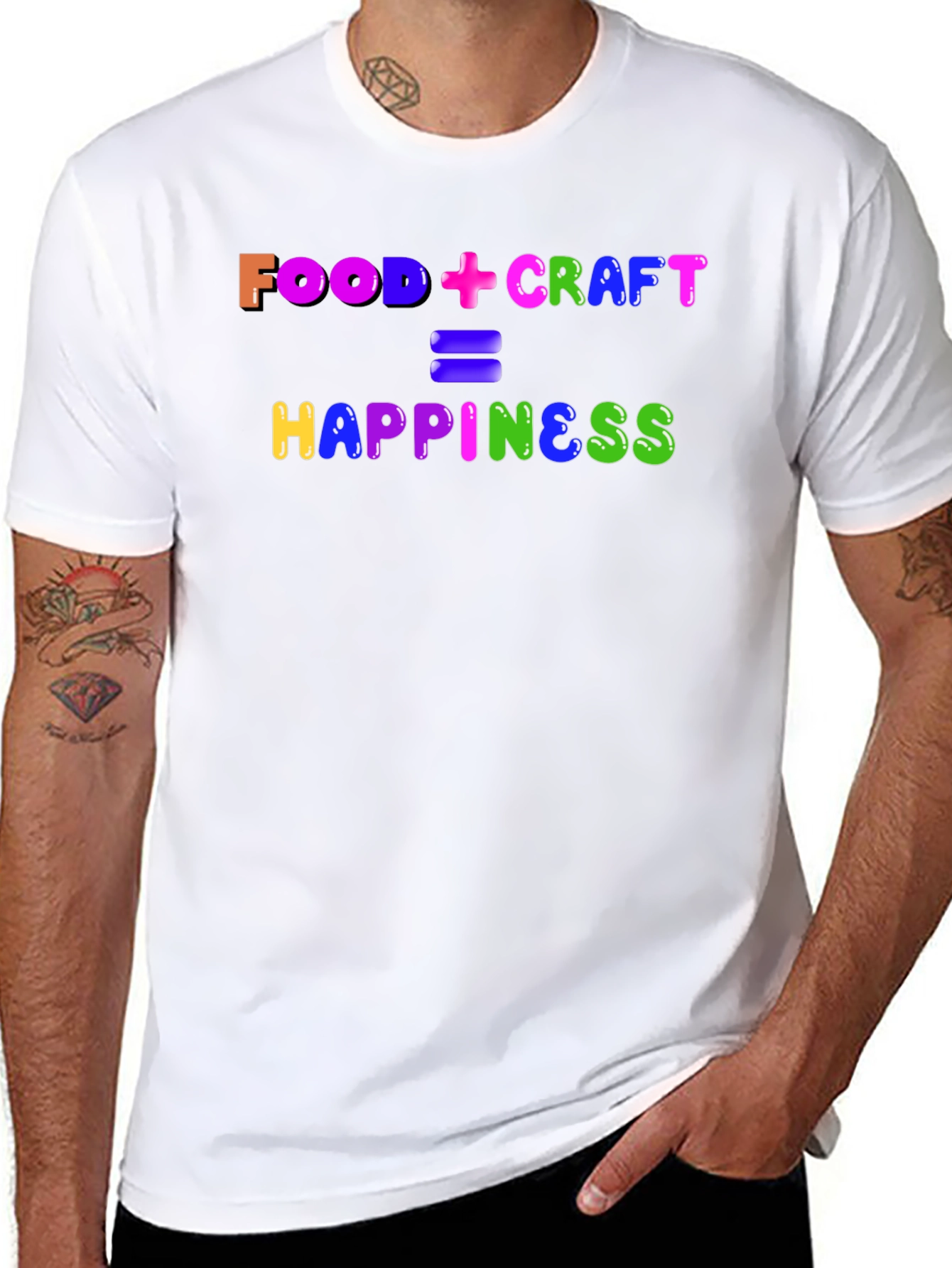 Camiseta Negra: Food + Craft = Happiness