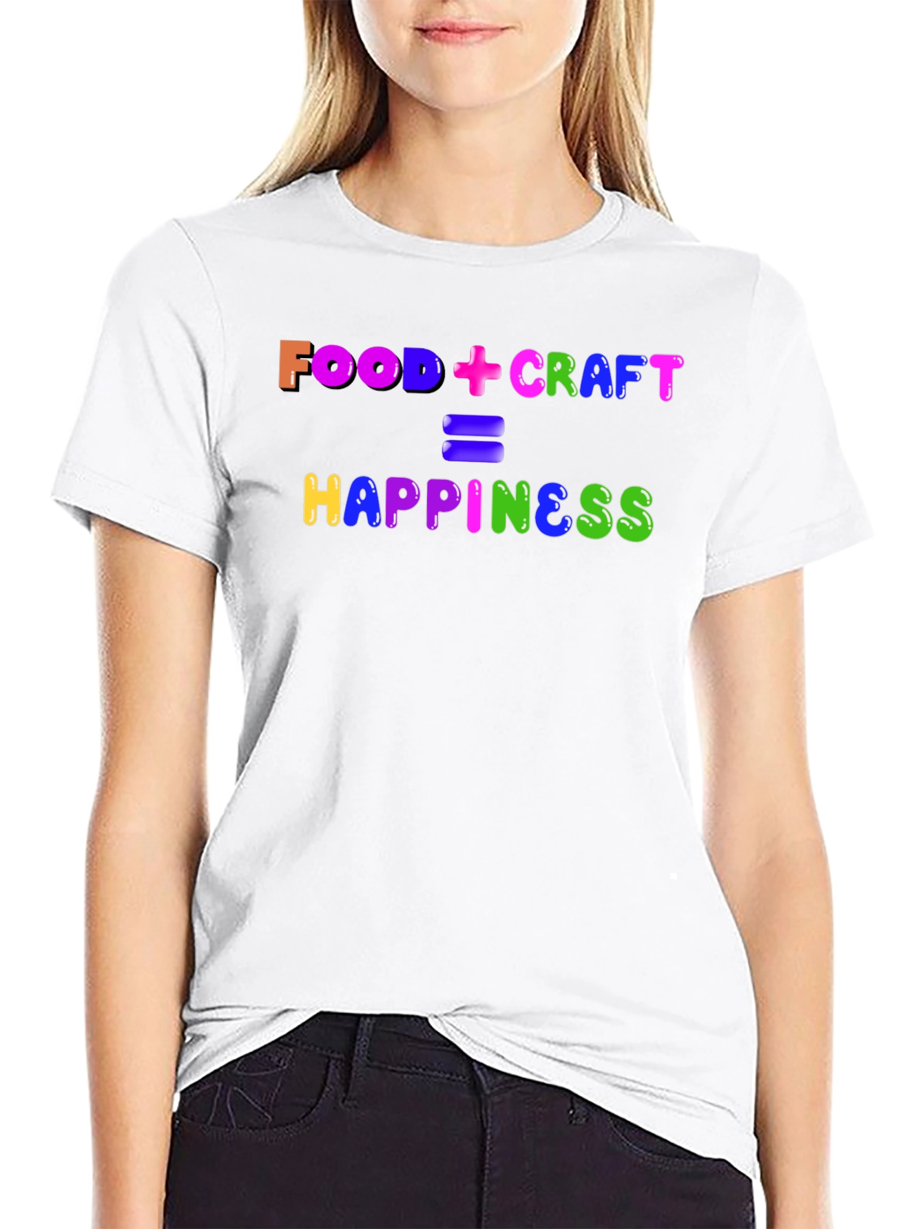 Camiseta Negra: Food + Craft = Happiness