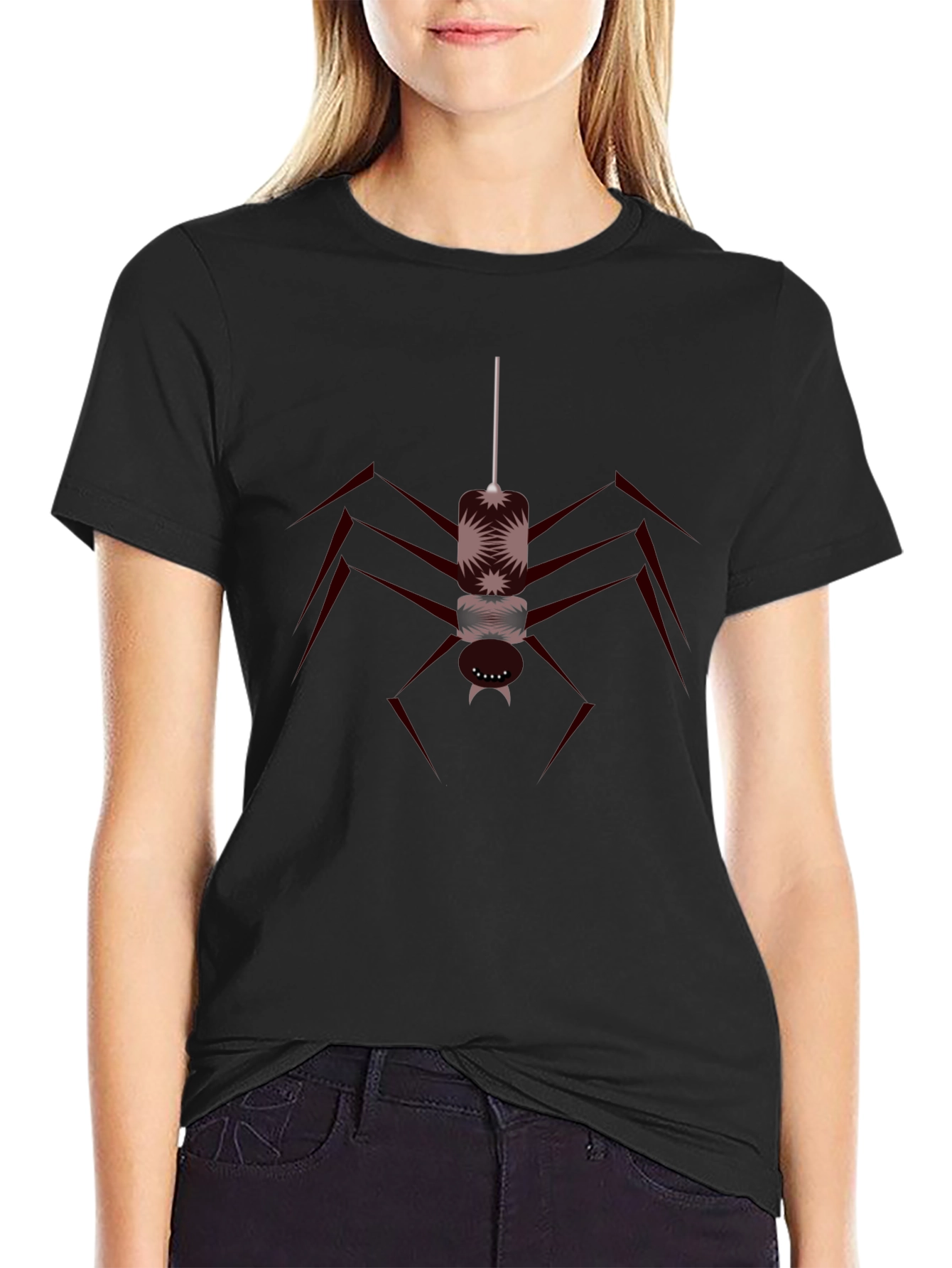 Camiseta Negra con Diseño de Araña Abstracta