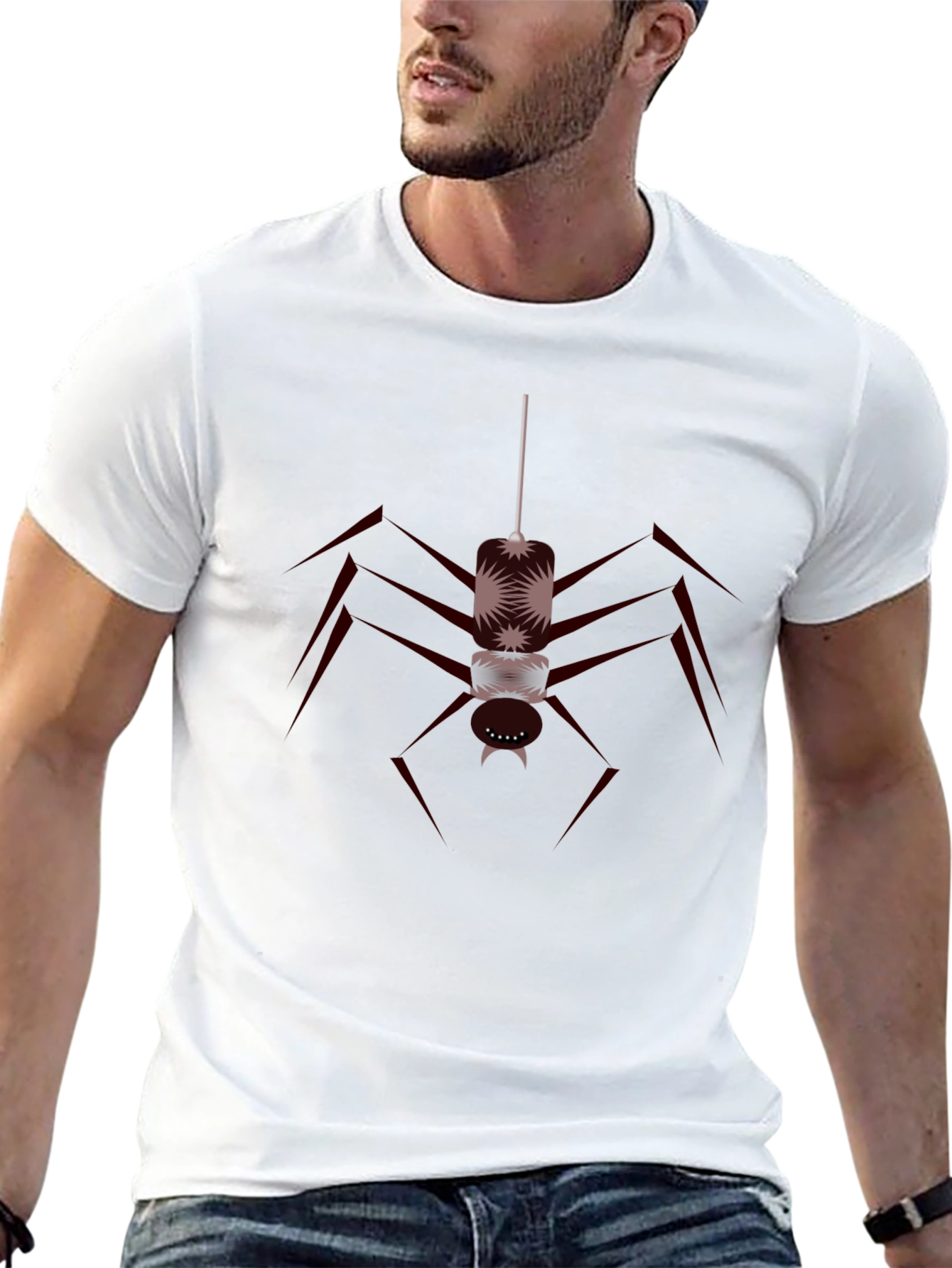 Camiseta Negra con Diseño de Araña Abstracta