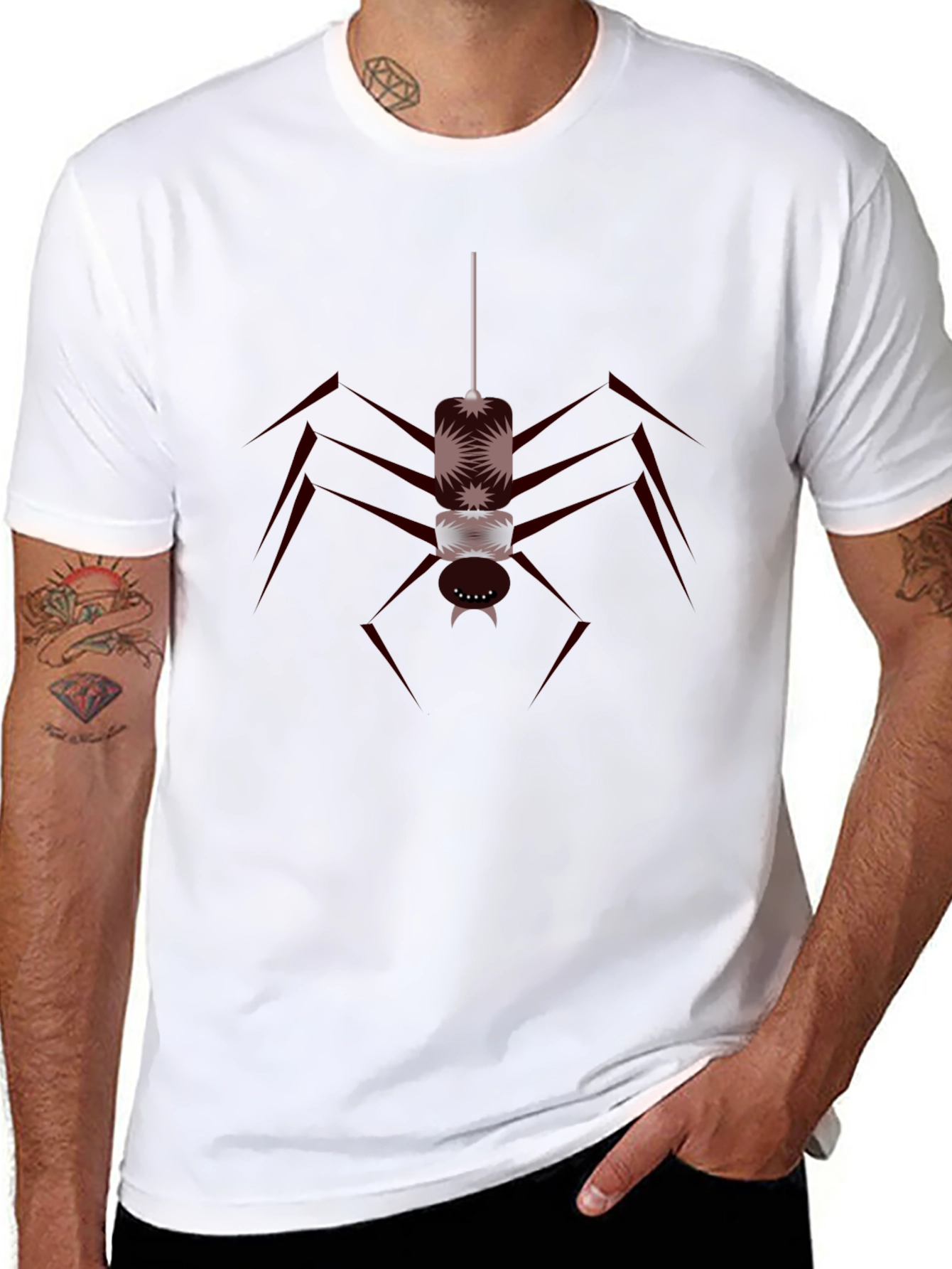 Camiseta Negra con Diseño de Araña Abstracta