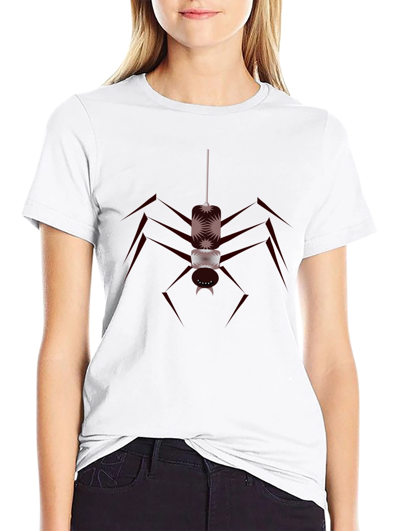 Camiseta Negra con Diseño de Araña Abstracta