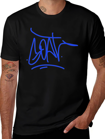 Camiseta Negra con Diseño Gráfico Azul