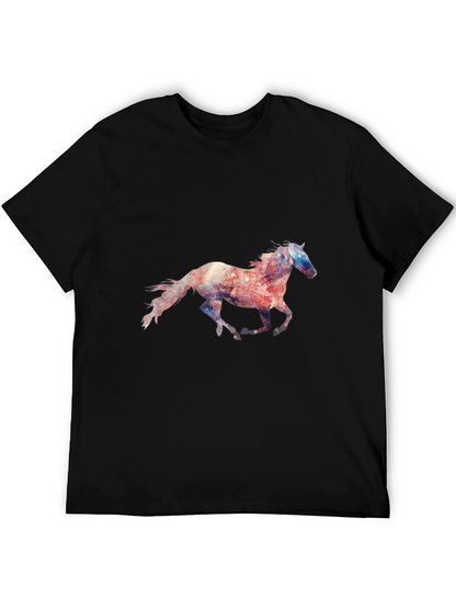 Camiseta Negra con Estampado de Caballo Galopando