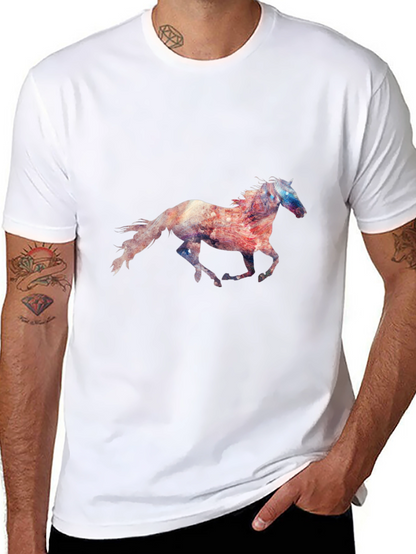 Camiseta Negra con Estampado de Caballo Galopando