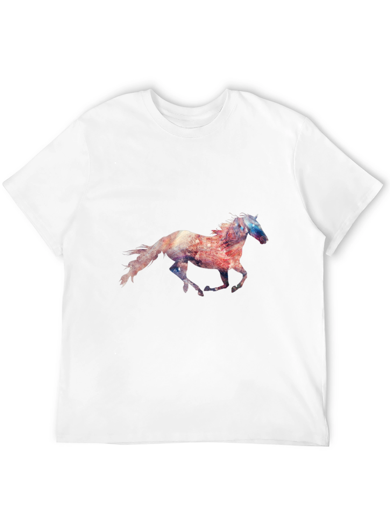 Camiseta Negra con Estampado de Caballo Galopando