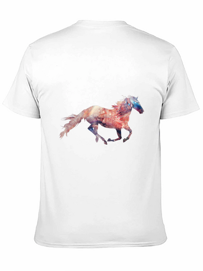Camiseta Negra con Estampado de Caballo Galopando