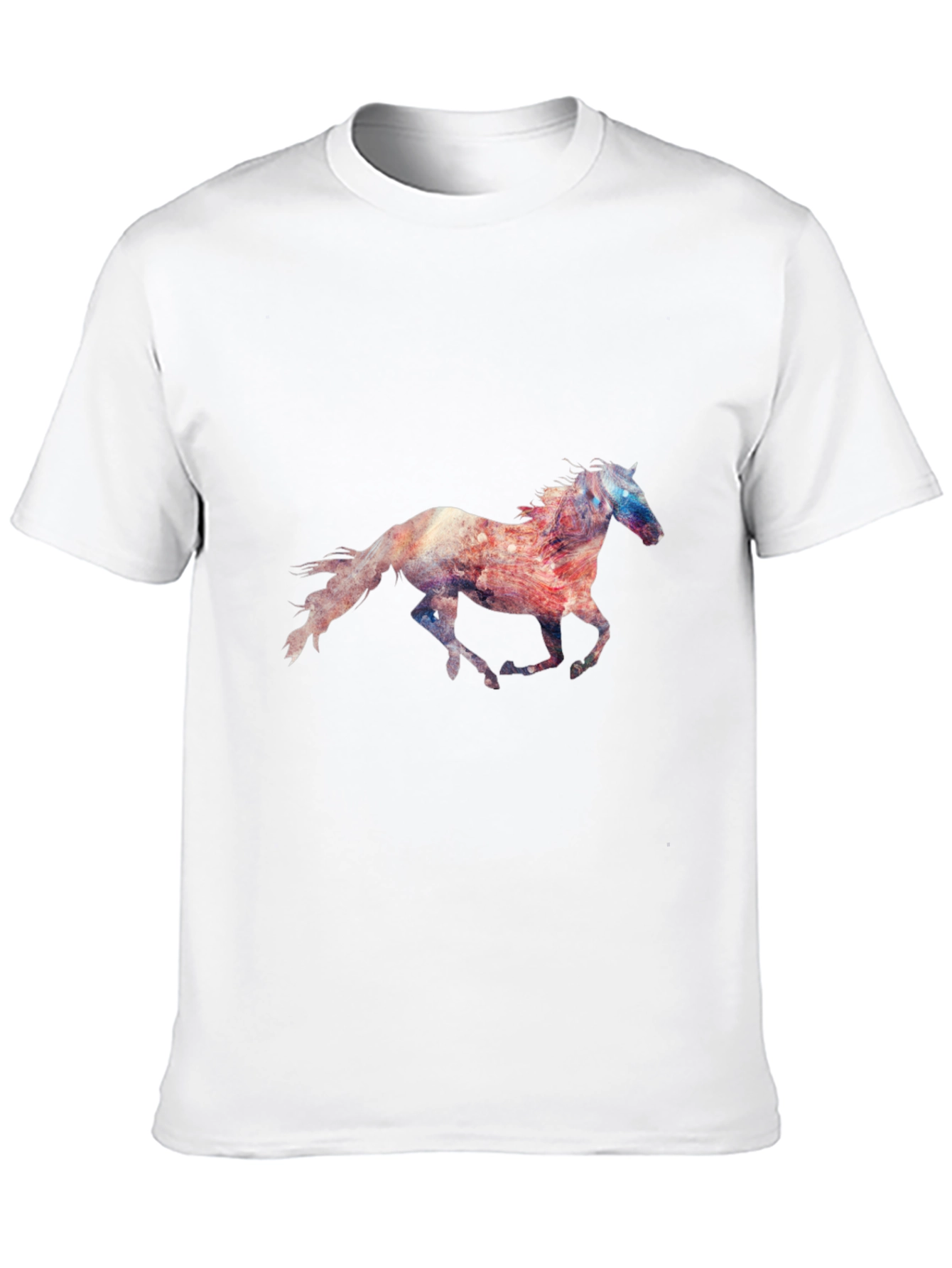 Camiseta Negra con Estampado de Caballo Galopando