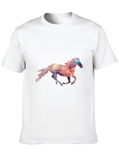Camiseta Negra con Estampado de Caballo Galopando