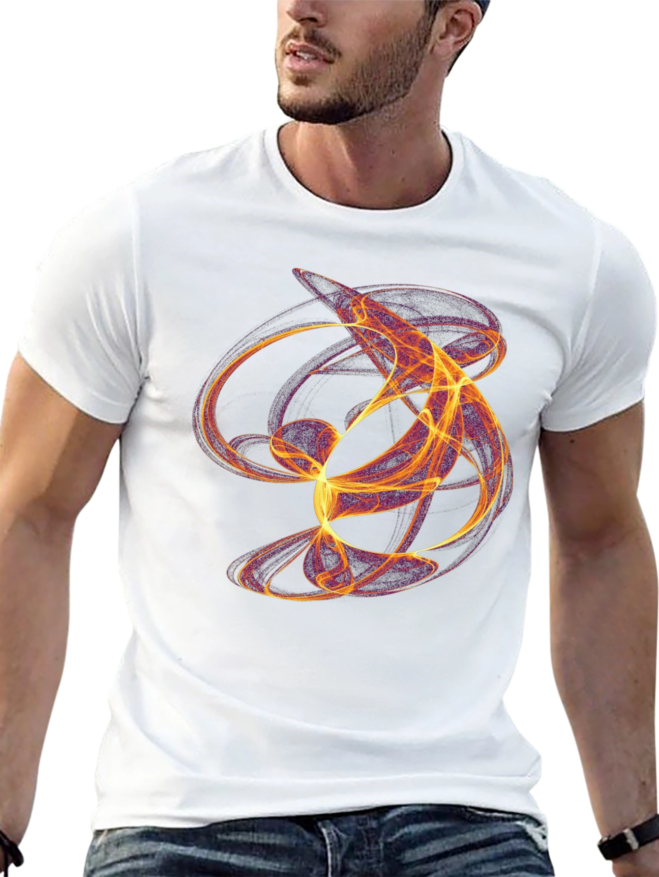 Camiseta Negra con Diseño Abstracto Llamativo