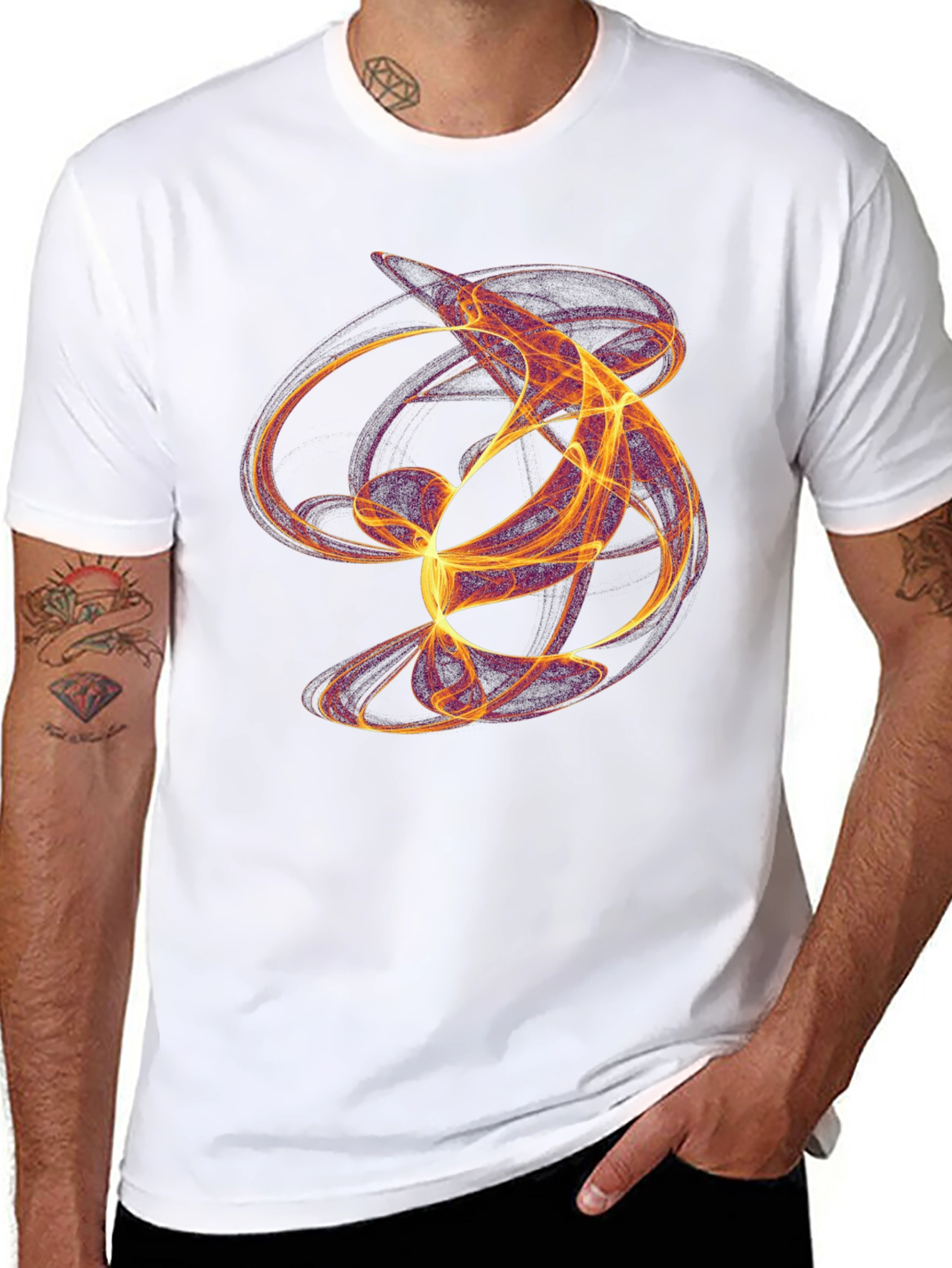 Camiseta Negra con Diseño Abstracto Llamativo