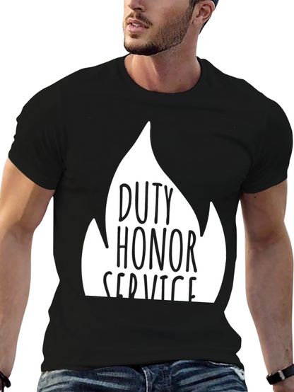 Camiseta Negra Deber Honor Servicio Algodón