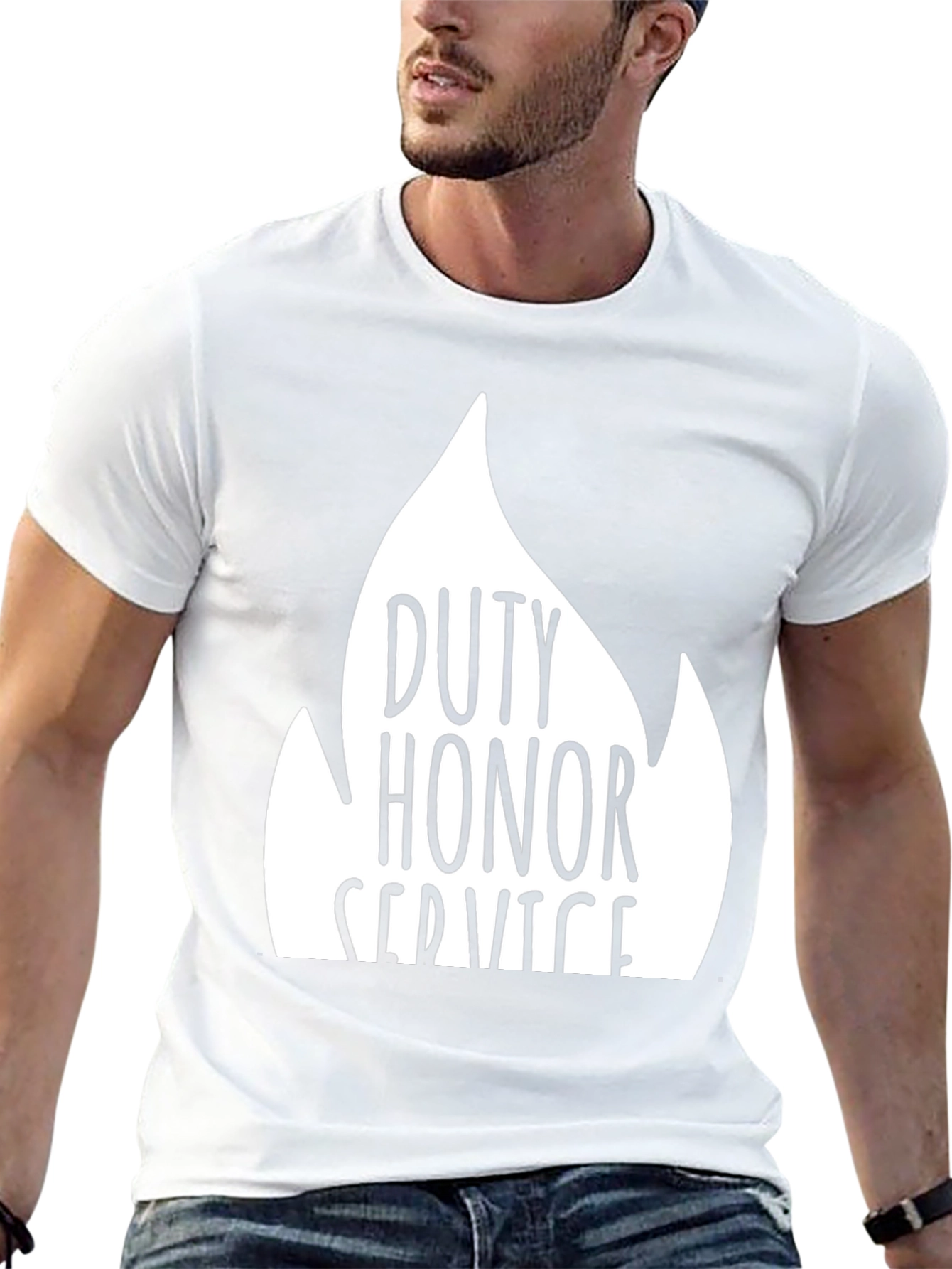 Camiseta Negra Deber Honor Servicio Algodón