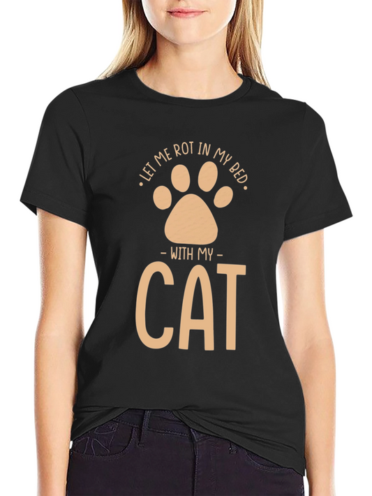 Camiseta Negra Hombre - Let Me Rot In My Bed With My Cat