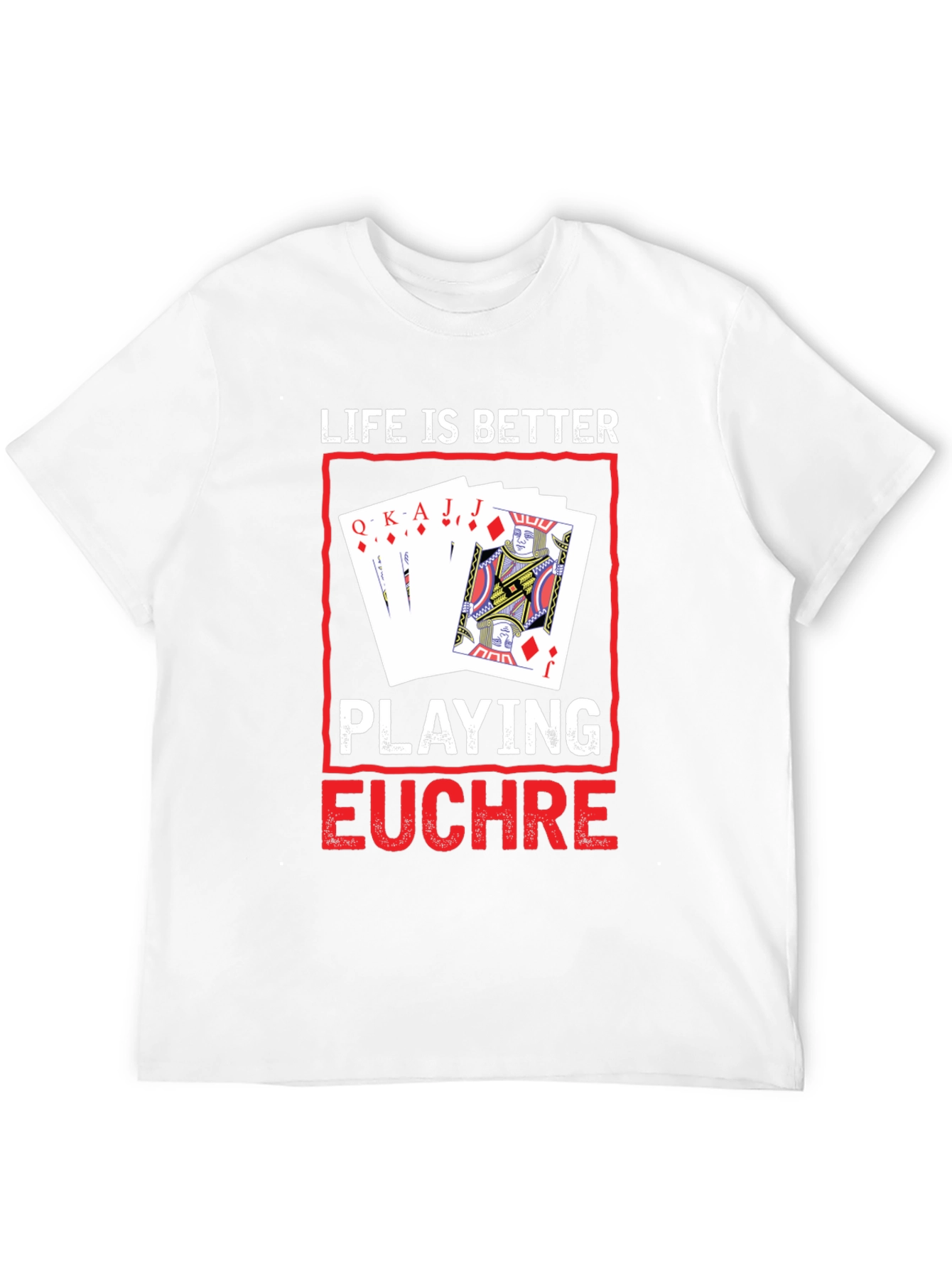 Camiseta Negra con Diseño de Juego de Cartas Euchre