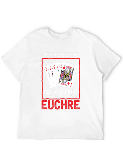 Camiseta Negra con Diseño de Juego de Cartas Euchre