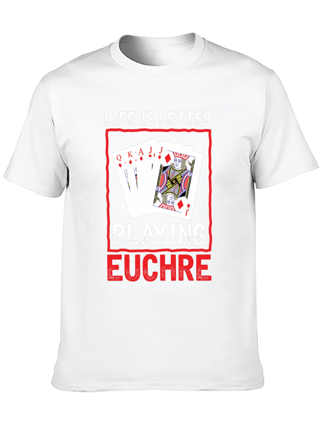 Camiseta Negra con Diseño de Juego de Cartas Euchre