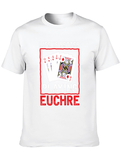 Camiseta Negra con Diseño de Juego de Cartas Euchre