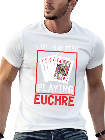 Camiseta Negra con Diseño de Juego de Cartas Euchre