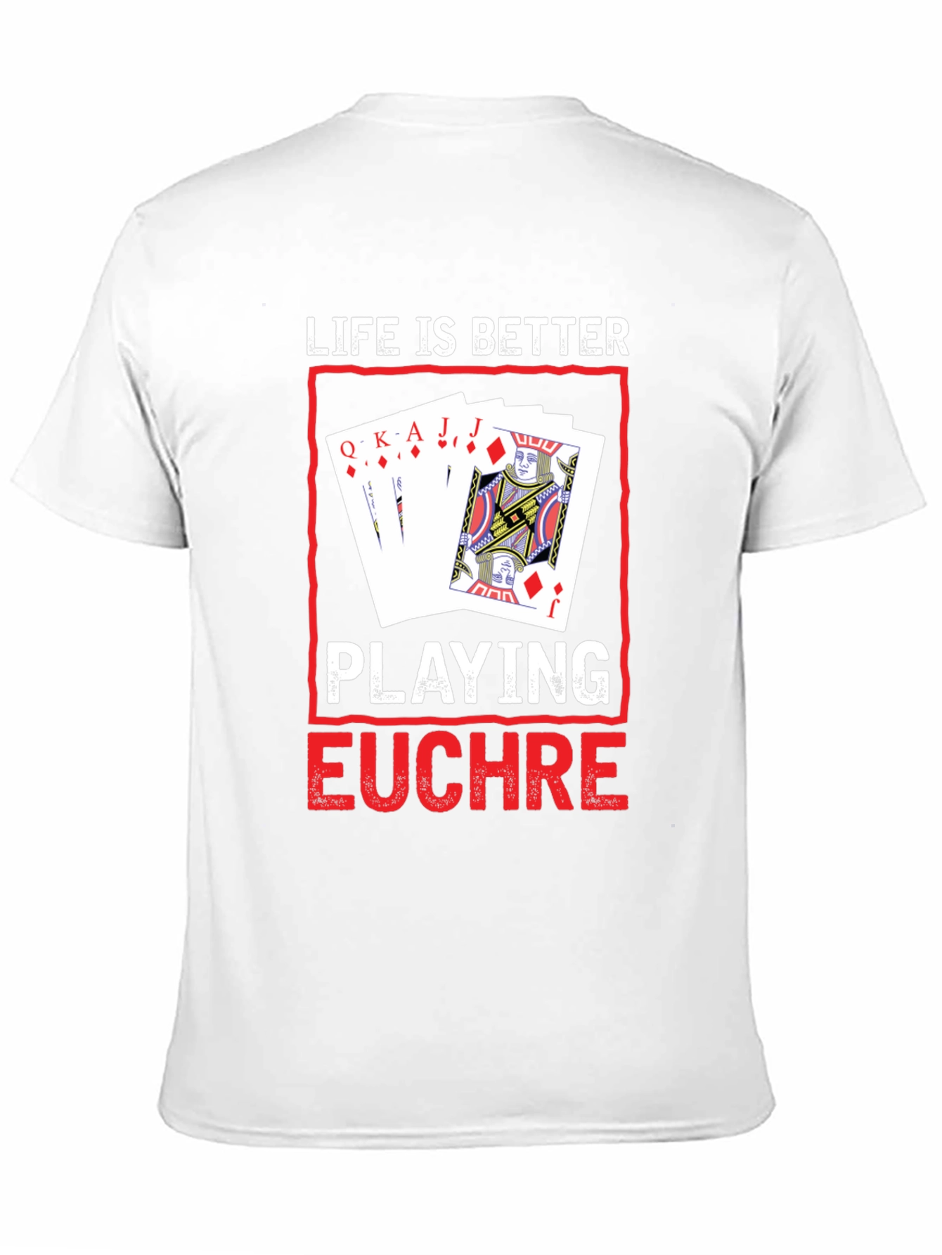 Camiseta Negra con Diseño de Juego de Cartas Euchre