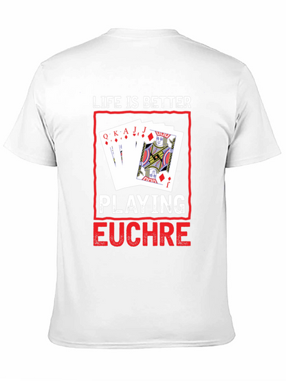 Camiseta Negra con Diseño de Juego de Cartas Euchre