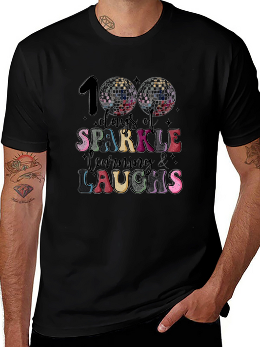 Camiseta Negra 100 Días de Brillo Aprendizaje y Risas